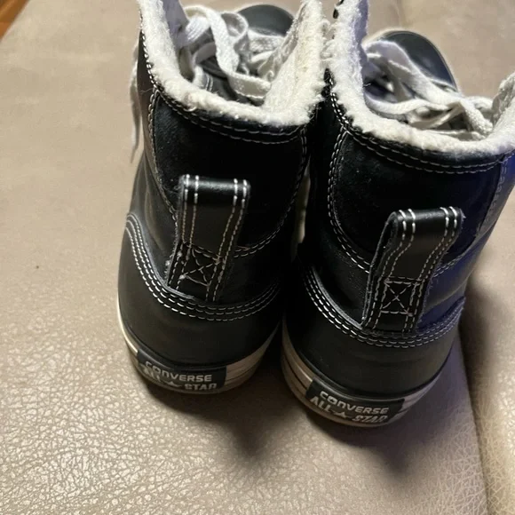 Converse leather Black chuck Taylor High-Top Sneakers with White Laces - Picture 2 of 8